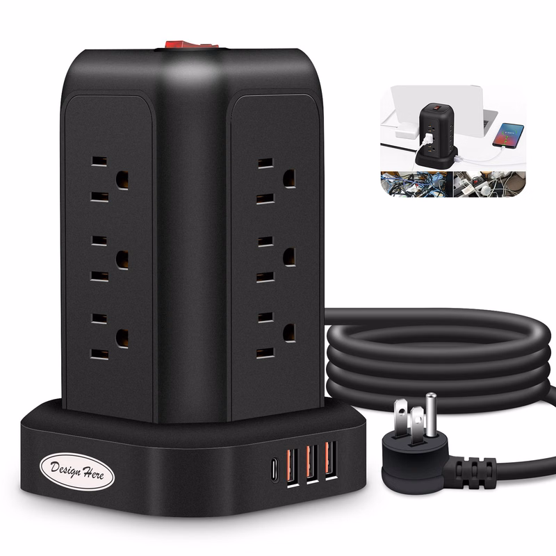 Surge Protector Strip ?C 12 Plugs + 4 USB Charging Ports