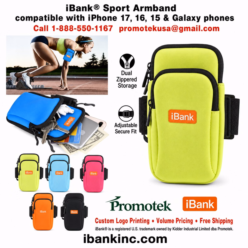 iBank ® Sport Armband compatible with iPhone 17,16,15 & Galaxy phones