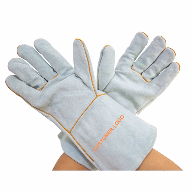Long Cowhide Leather Work Gloves