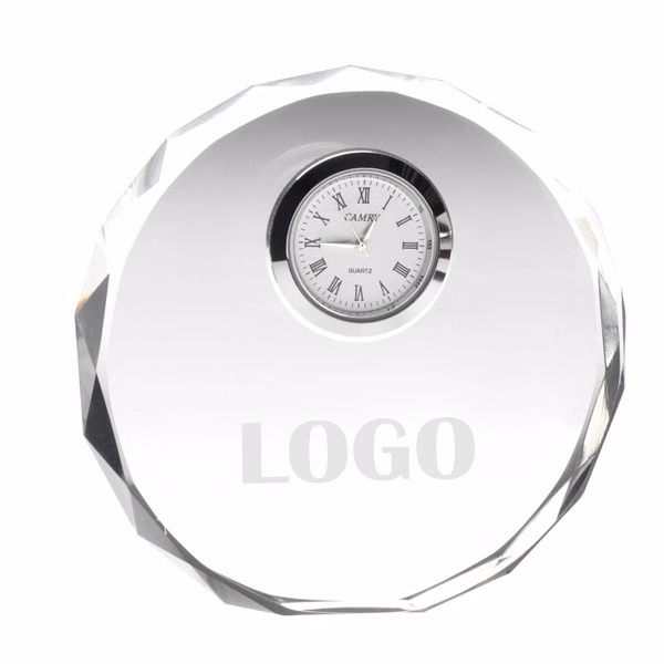 Clear Crystal Round Quartz Clock