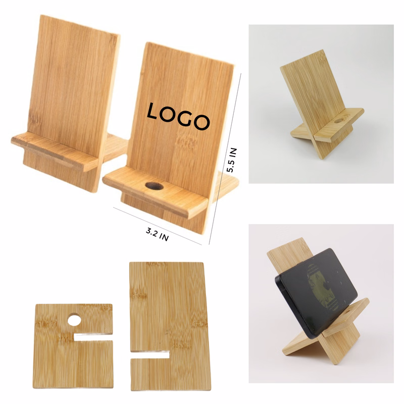 MOQ 10 PCS Lightweight Bamboo Portable Cell Phone Holder