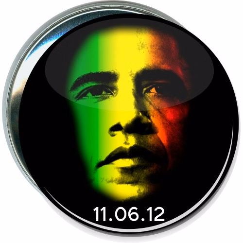 Obama's face in Rasta colors, Political Button