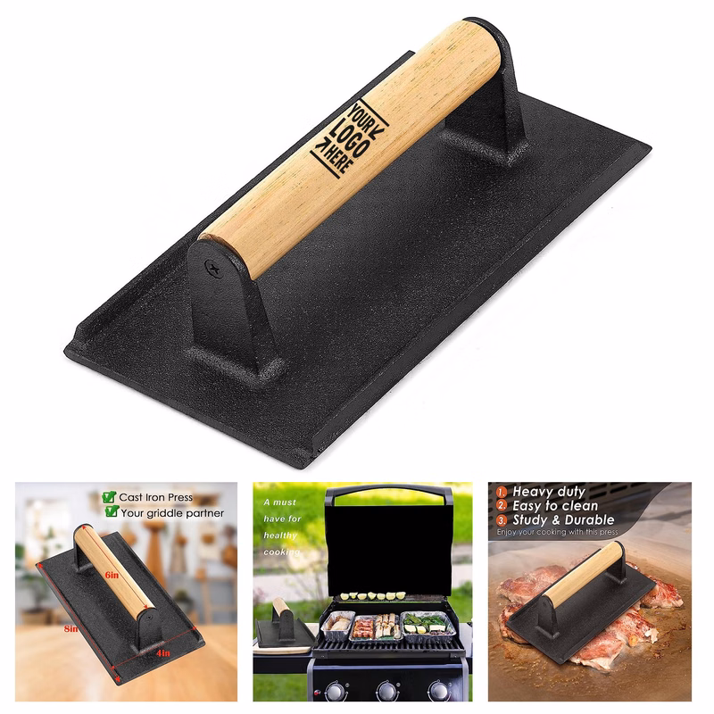 8 x 4 inches Bacon Hamburger Press for Griddle Flat Top Teppanyaki