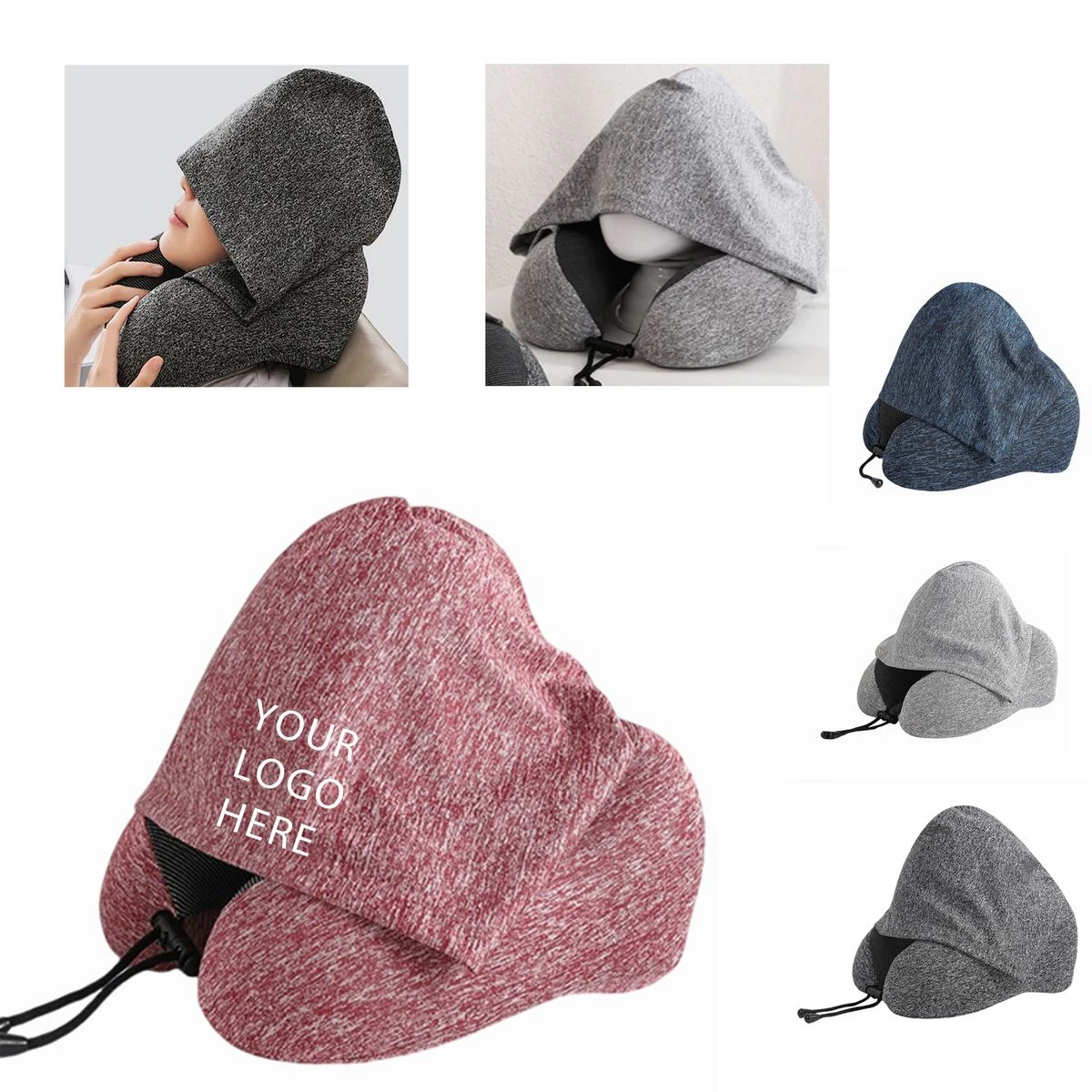 Portable Travel Pillow with Hooded Design & Ultra-Soft Cover 1