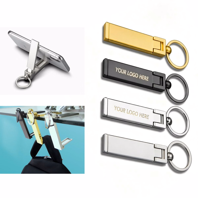 Zinc Alloy 2-in-1 Bag Hook & Phone Stand