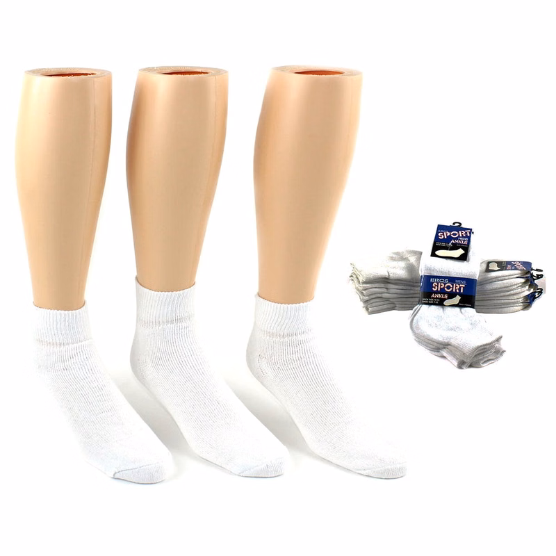 Men's Ankle Socks - White 10-13 3 Pair