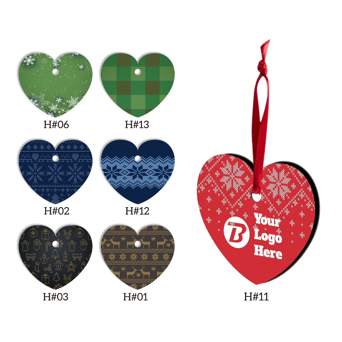 Free Shipping Full Color Christmas Ornament - Heart 1