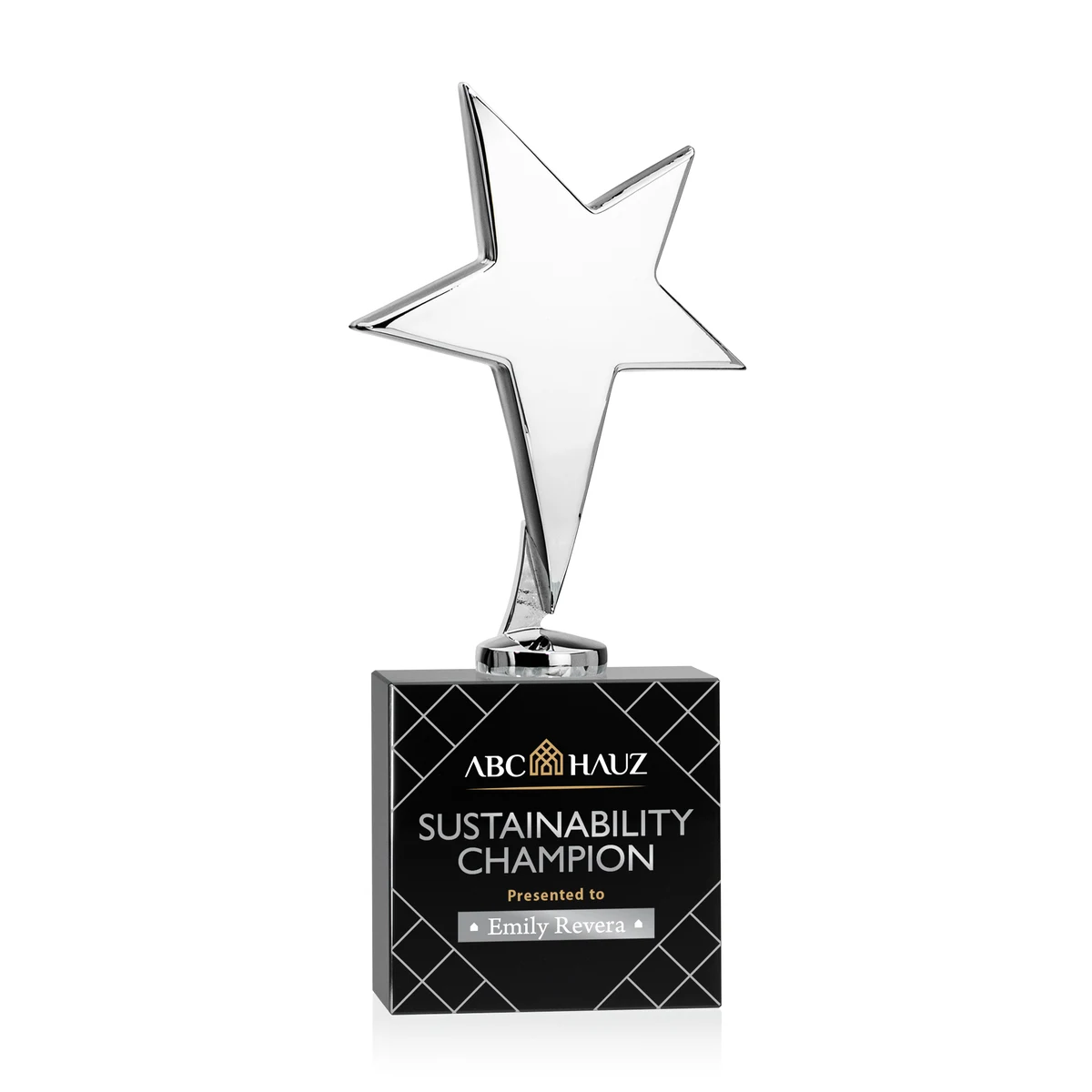 Tuscany Chrome Star VividPrint™ Award on Woodlawn Base-Black 1