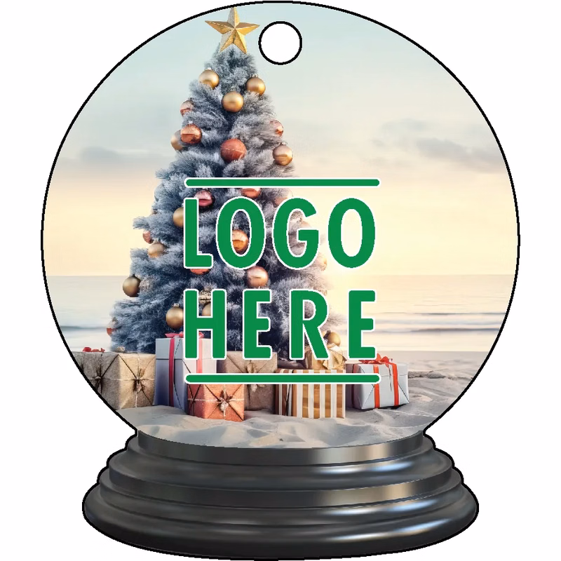 1/4" Recycled Wood Ornaments-Snow Globe with Beach