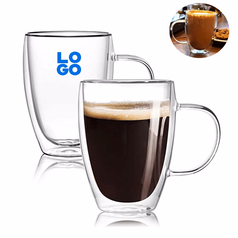 12oz Double Walled Glass Coffee Mugs