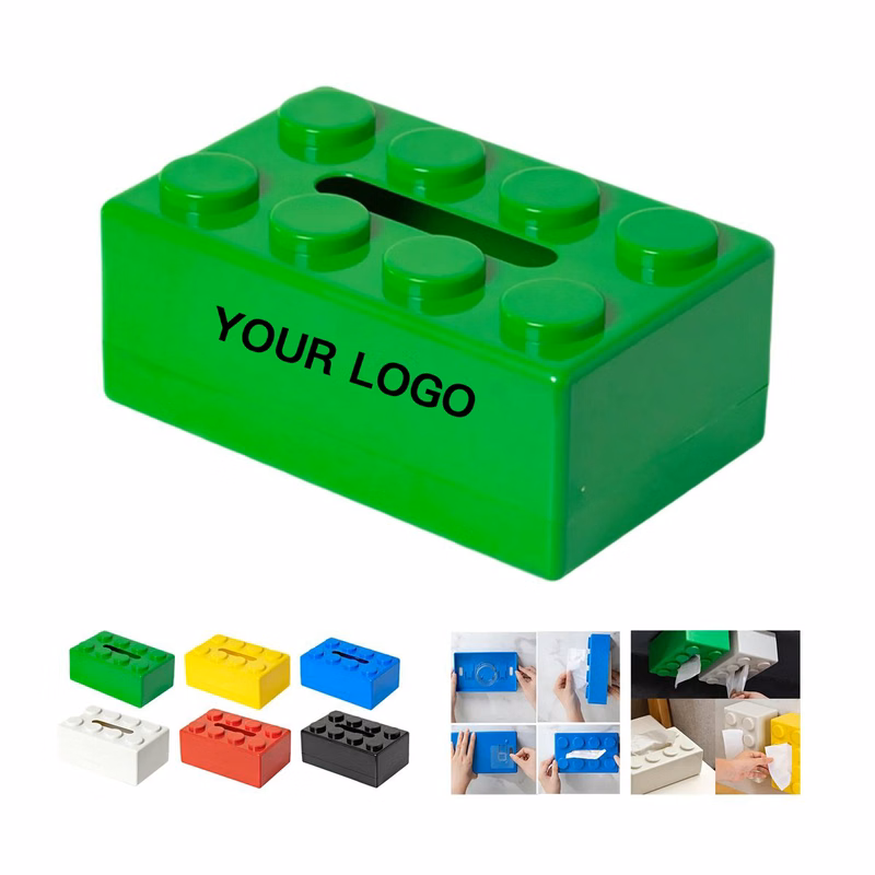 Plastic Tissue Box with Building Block Style Exterior