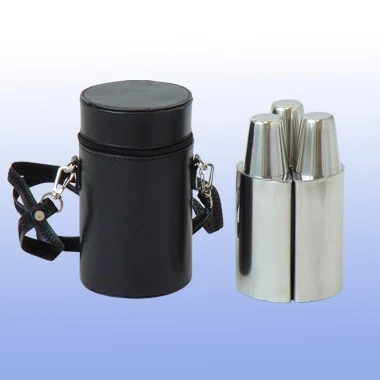 FLASK/SHOT CUP SET IN A LEATHERETTE BAG 1