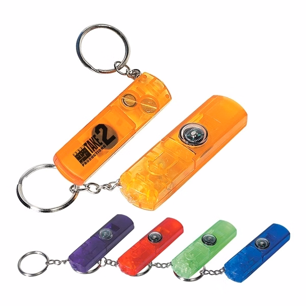 Whistle, Light & Compass Safety Keychain