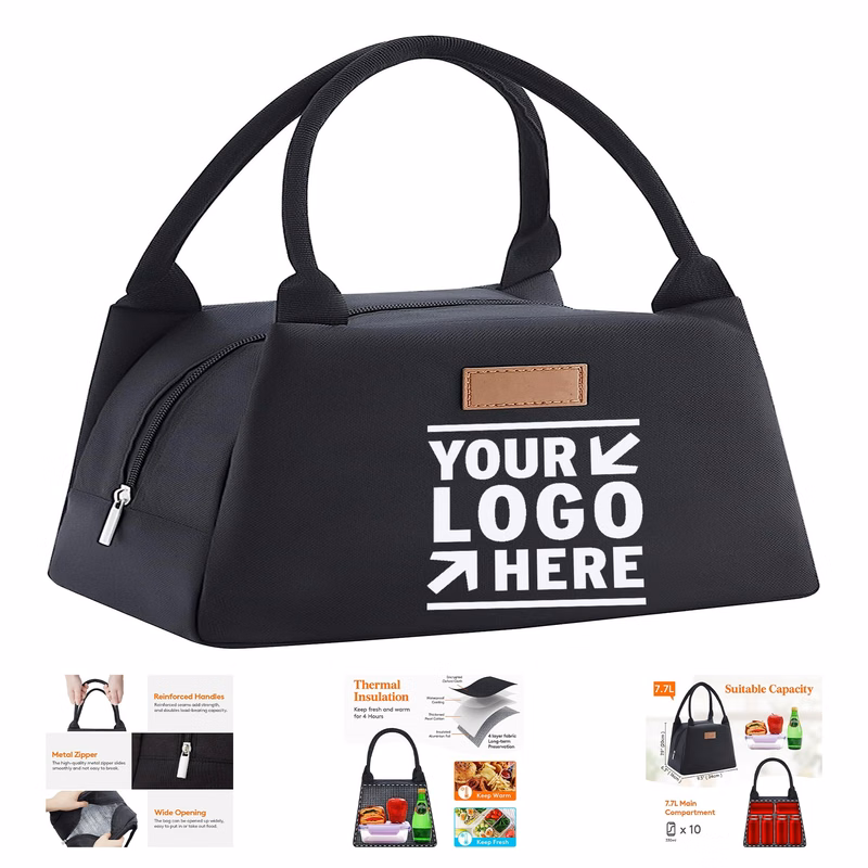 Women Men Medium Reusable Insulated Travel Lunch Box Tote Bag