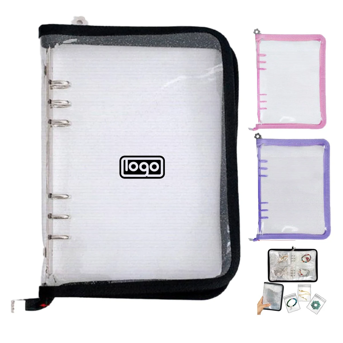 48 Grid Dust-Proof PVC Jewelry Organizer Bag w/ Zipper 1