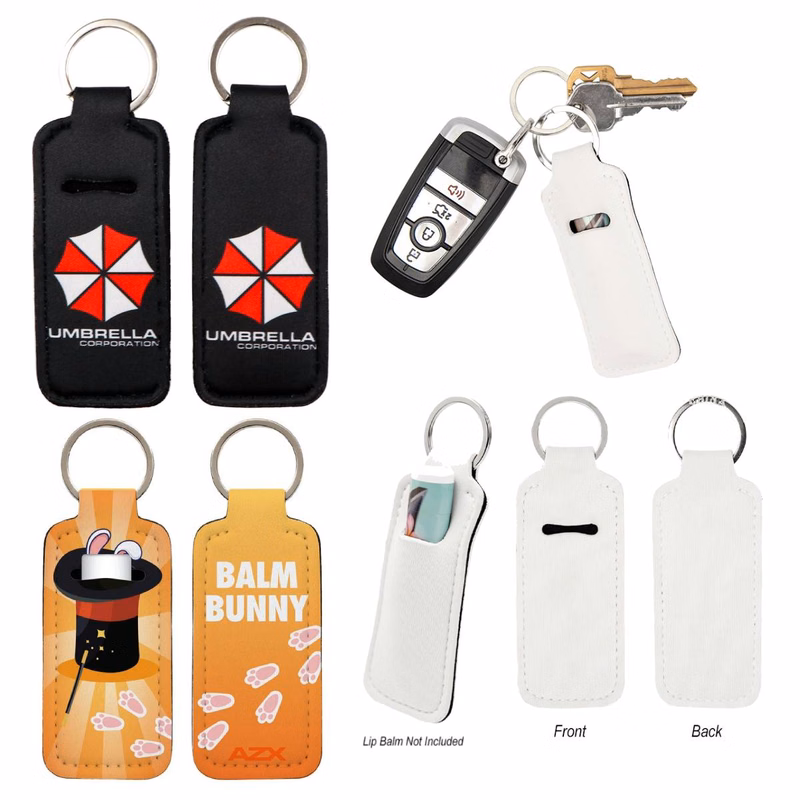 Custom Full-Color Lip Balm Holder Keychain