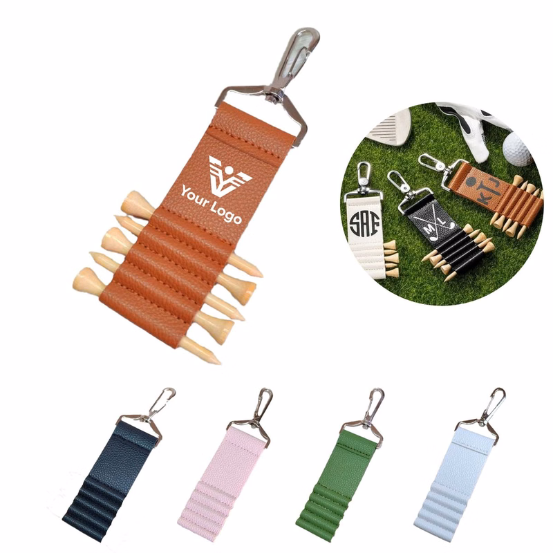 PU Leather Keychain Golf Tee Holder