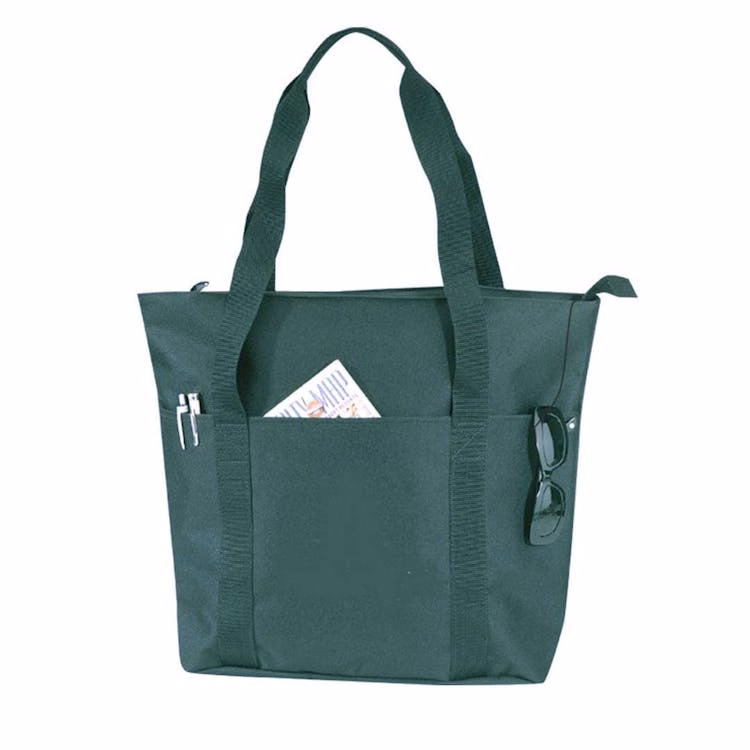 Polyester Tote Bag with Zipper - Forest Green