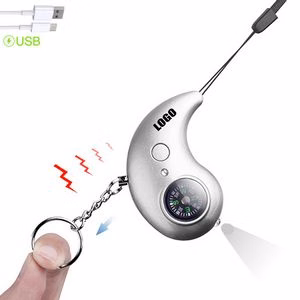 Rechargeable Cashew Nut Self Defense Alarm Flashlight With Compass