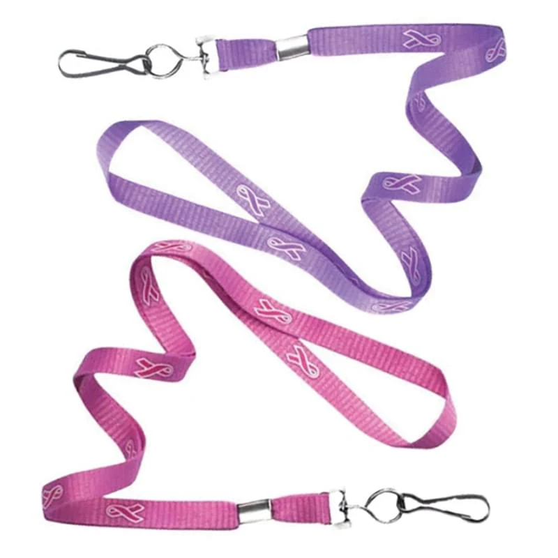 3/8" Breast Cancer Awareness Flat Lanyard 1