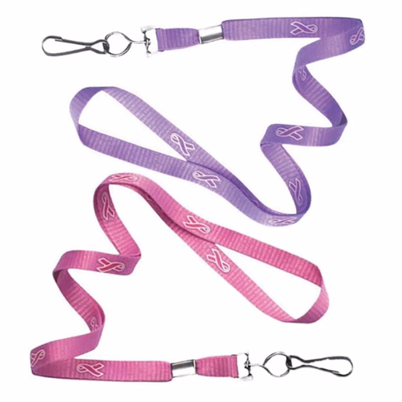 3/8" Breast Cancer Awareness Flat Lanyard