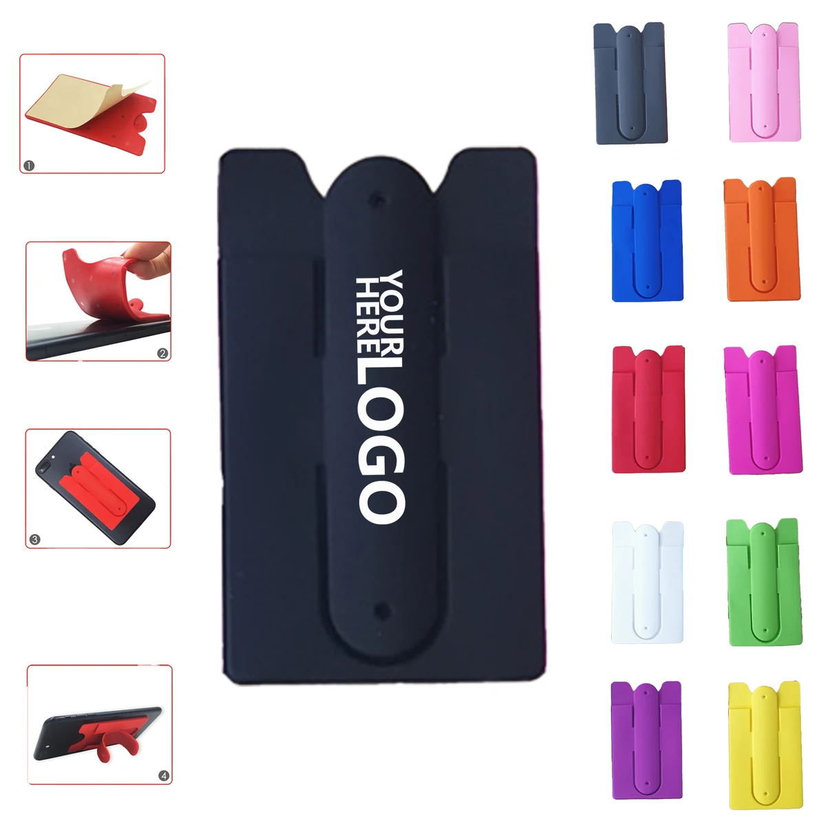 Silicone U-Type Phone Card Holder with Stand 1