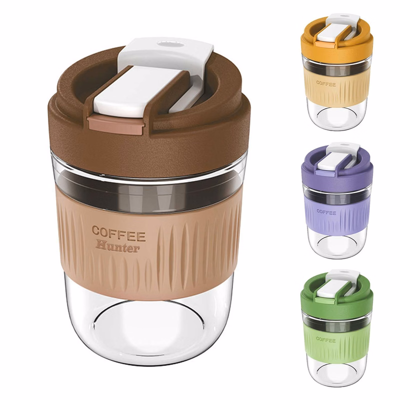 14/19.3oz Hot proof coffee glass cup with straw
