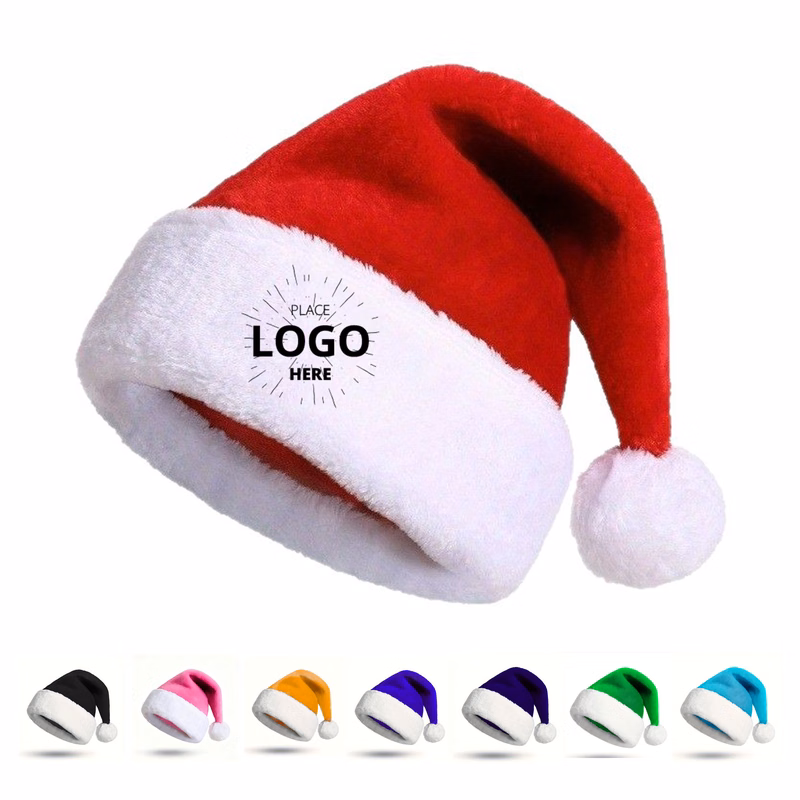 Christmas Santa Hat Short Plush Trim for Adult Kid