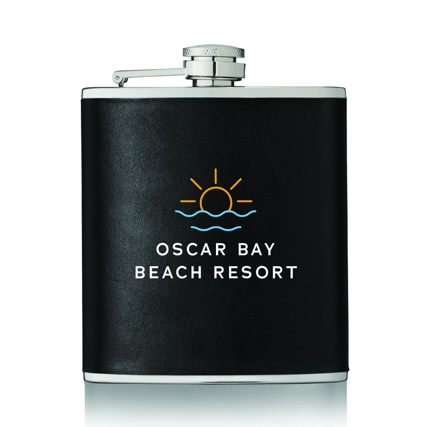 True® Monte Carlo™: 6 oz Faux Leather Flask, custom water bottle with logo imprint 1