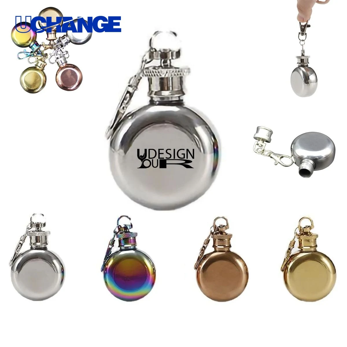 Round Shot Flask Keychain 1