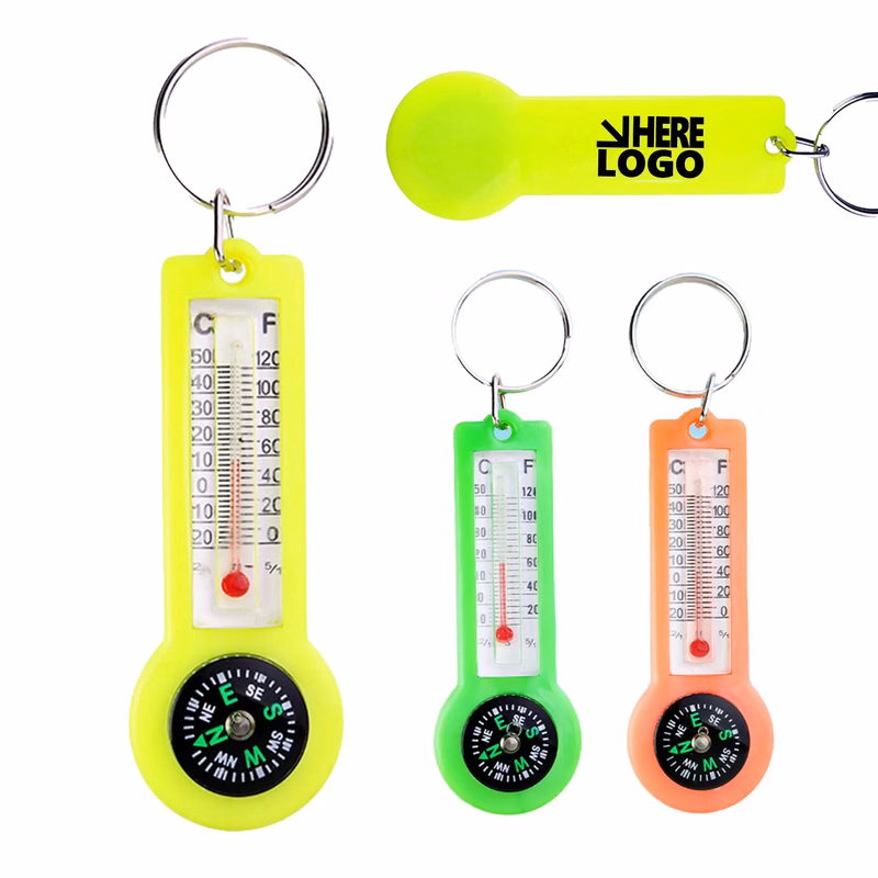 MOQ 20 Thermometer Compass Keychain Outdoor Hiking