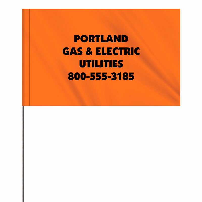 1-Color 5" x 8" Custom Vinyl Marking Flag with 30" Wire