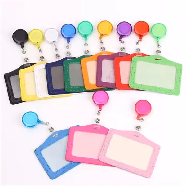 Custom PU Leather ID Card Badge Holder — Full-Color 4" Corporate Credential Case