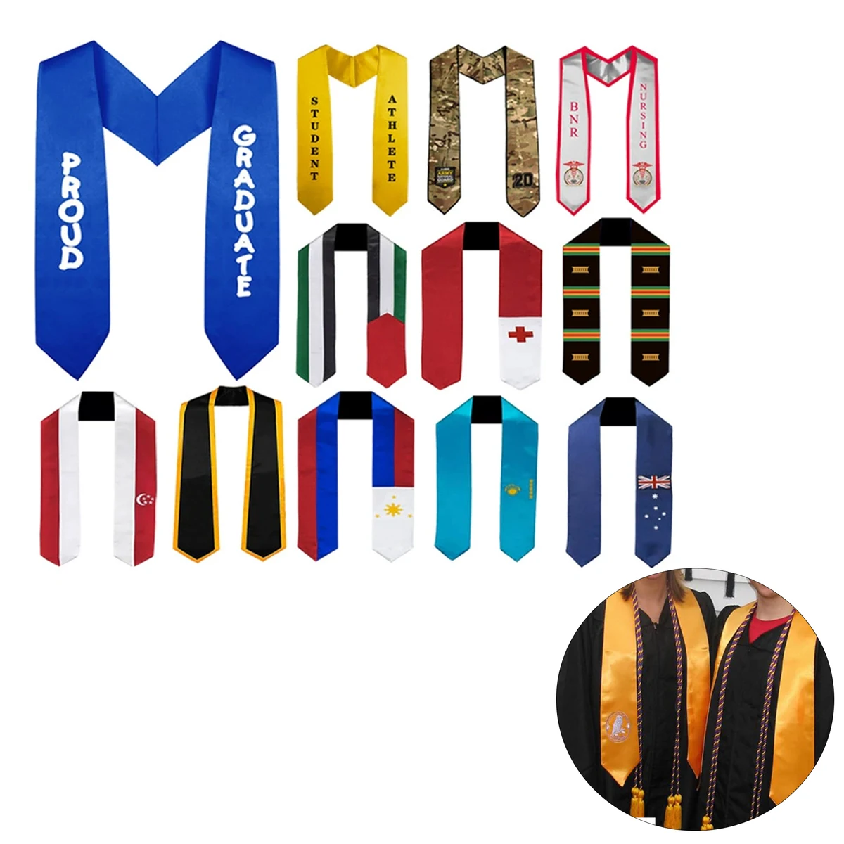 Satin Graduation Stole For Academic Ceremonies Honors 1