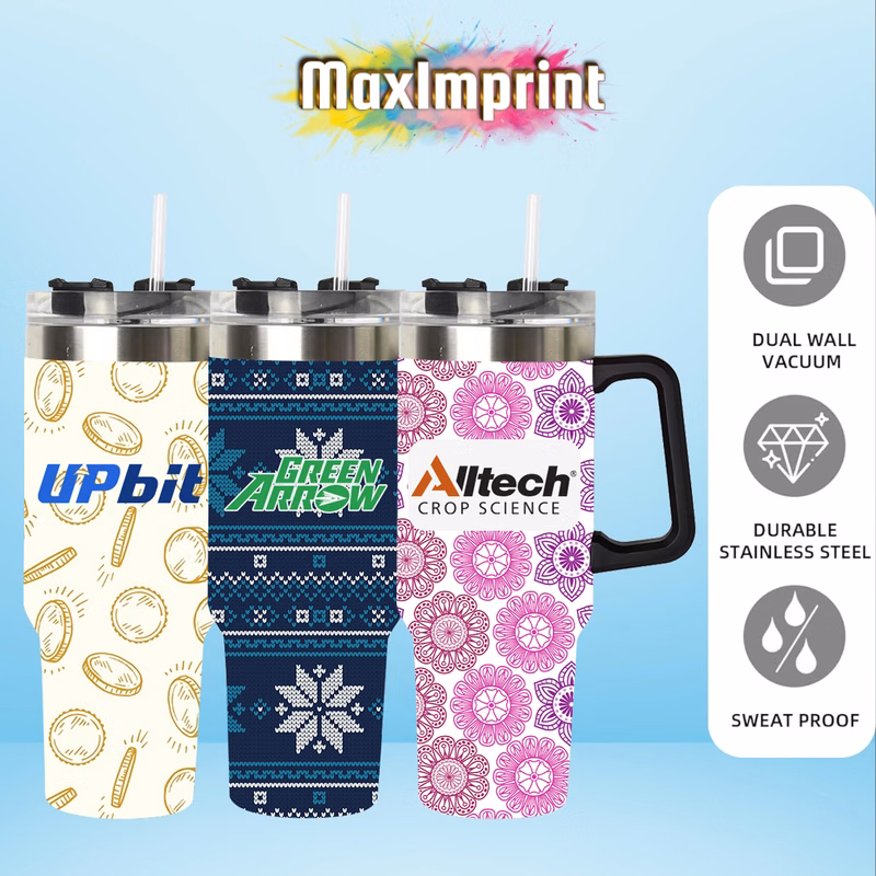 MaxImprint 40oz Stainless Steel Tumbler Full Wrap Full Color Imprint Included