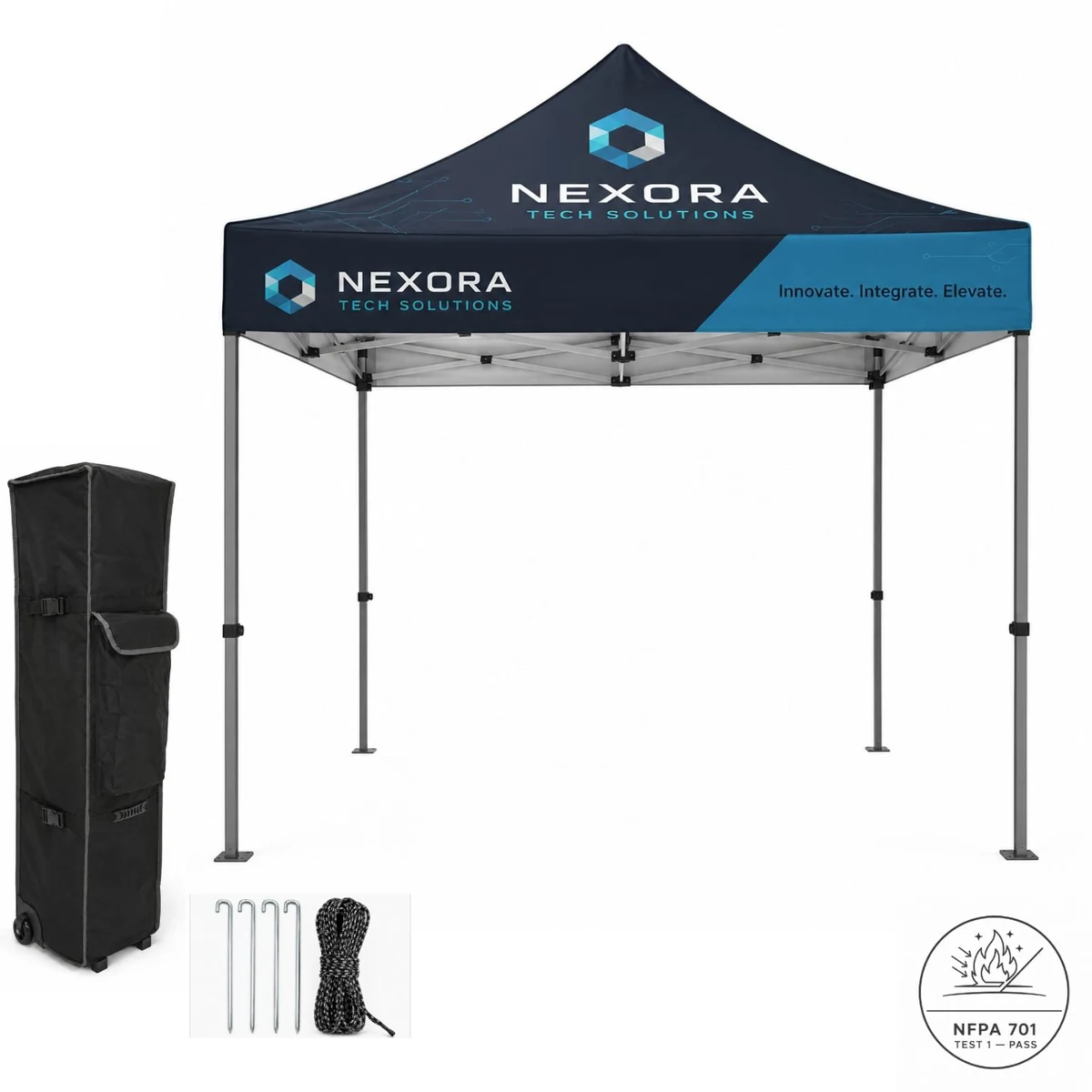 10' Steel Tent Kit, Includes Steel Frame, Sublimated Canopy, Case, Grass Stake Kit 1