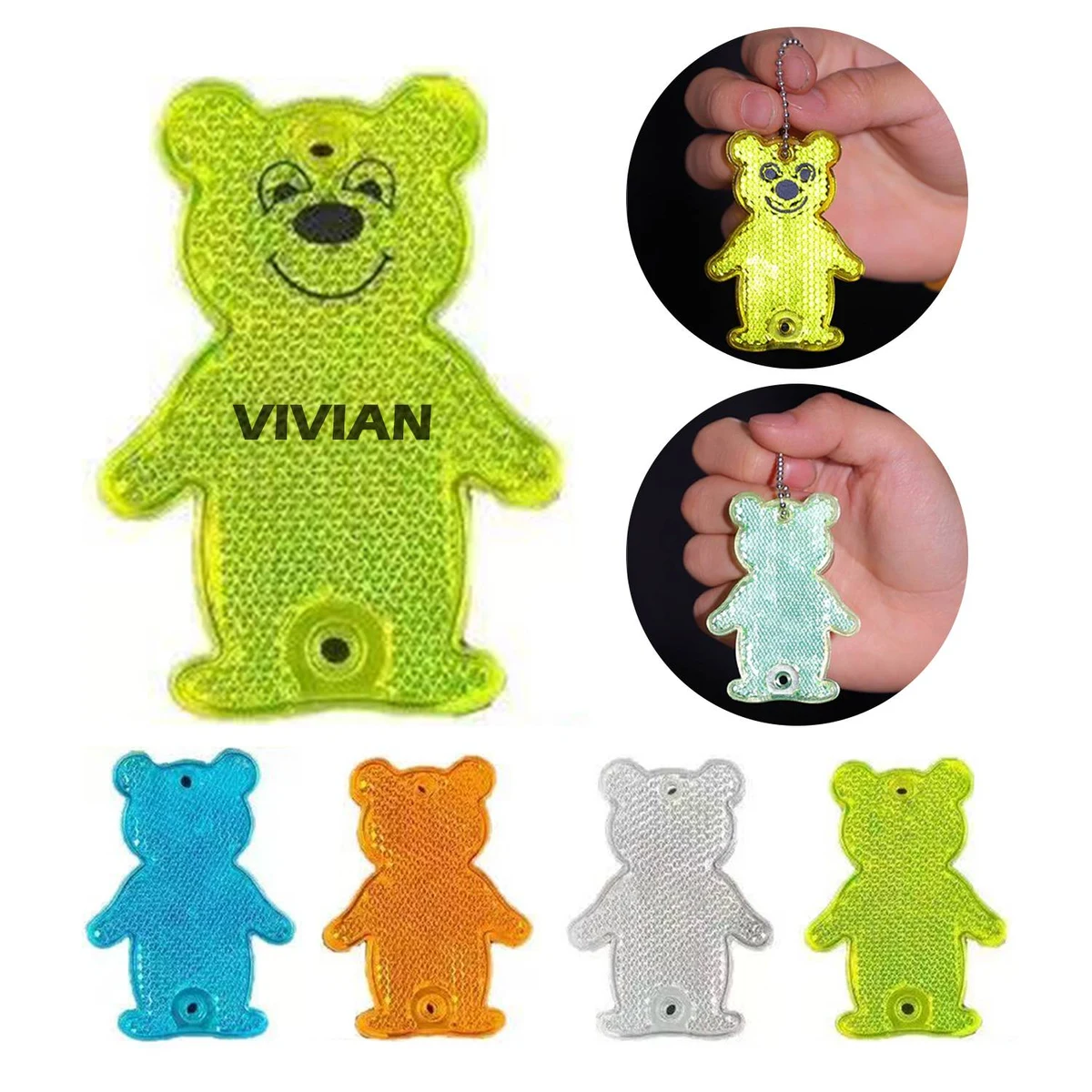 Acrylic Reflective Tiny Bear Keychain 1