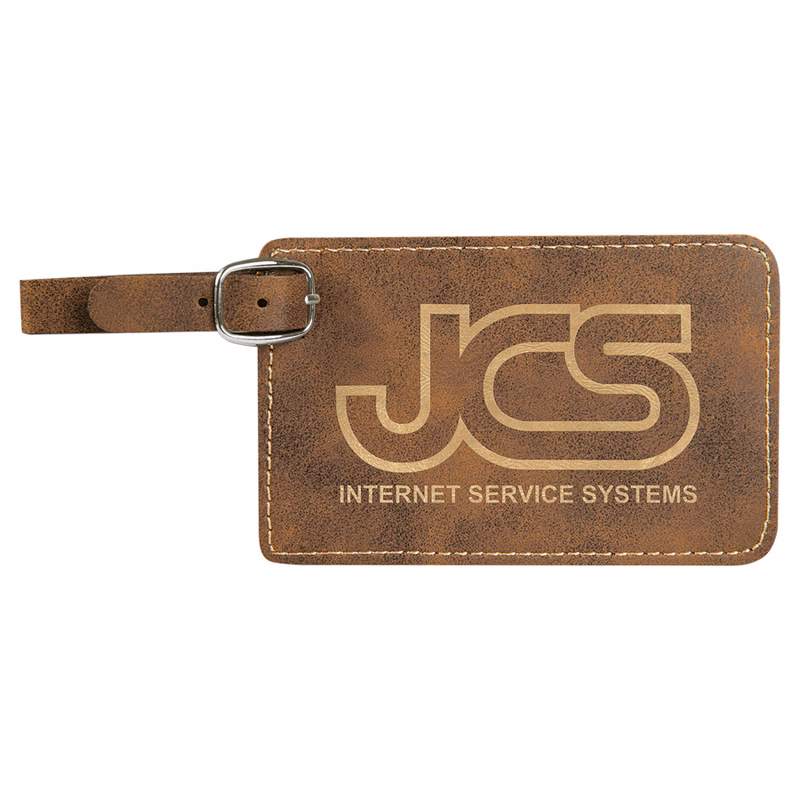 4 1/4" x 2 3/4" Rustic/Gold Leatherette Luggage Tag