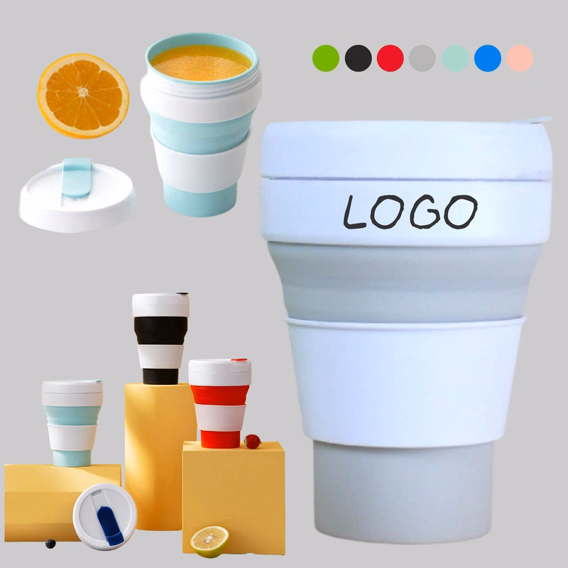 Folding Silicone Cup With Lid Portable