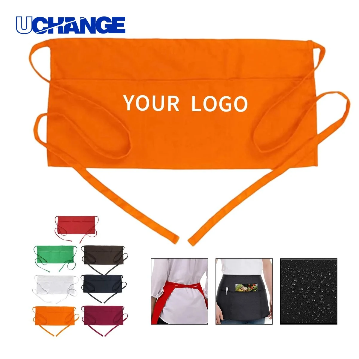 Polyester Server Apron with 3 Pockets for Food Service 1
