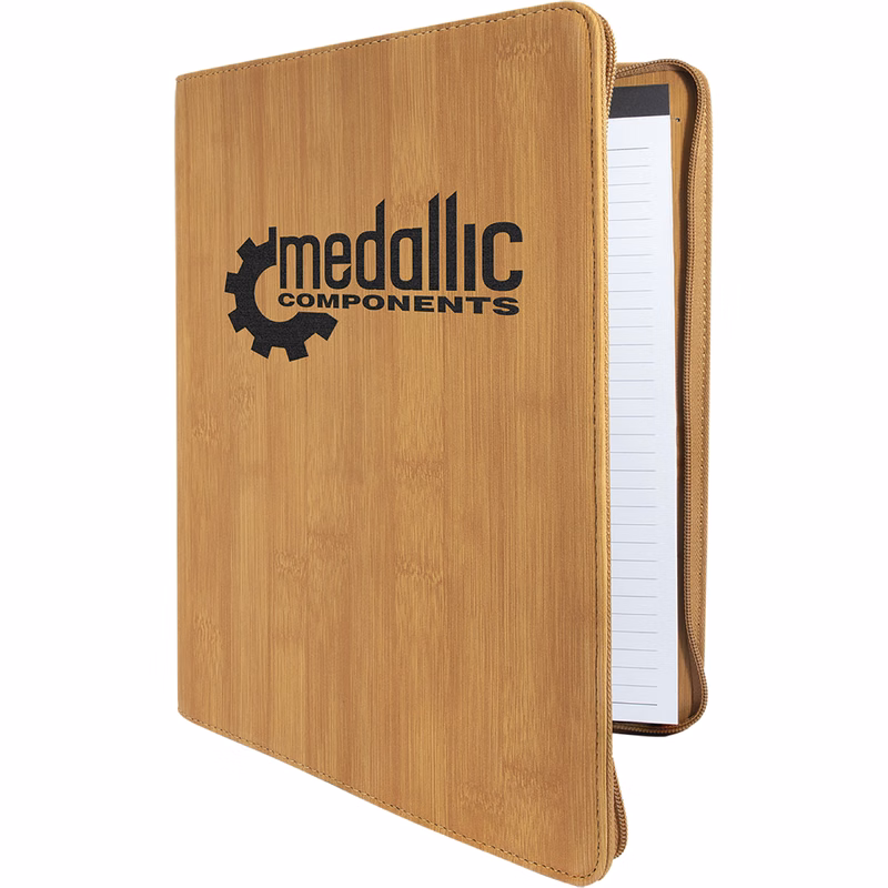 9" x 12" Leatherette Bamboo Portfolio with Zipper