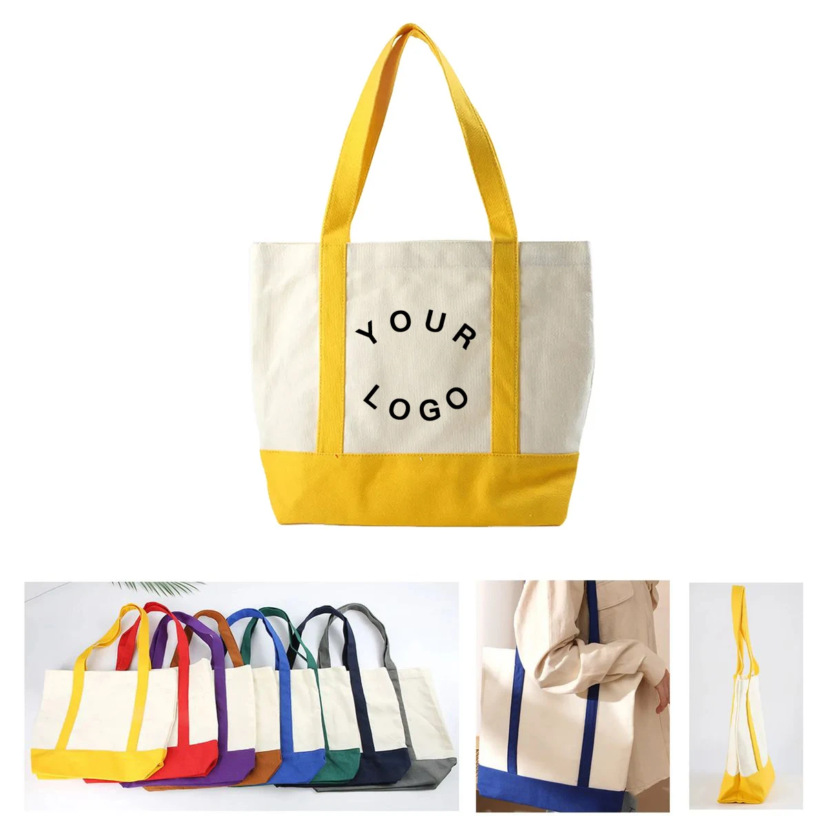 Reusable Canvas Tote with Large Capacity and Pocket 1