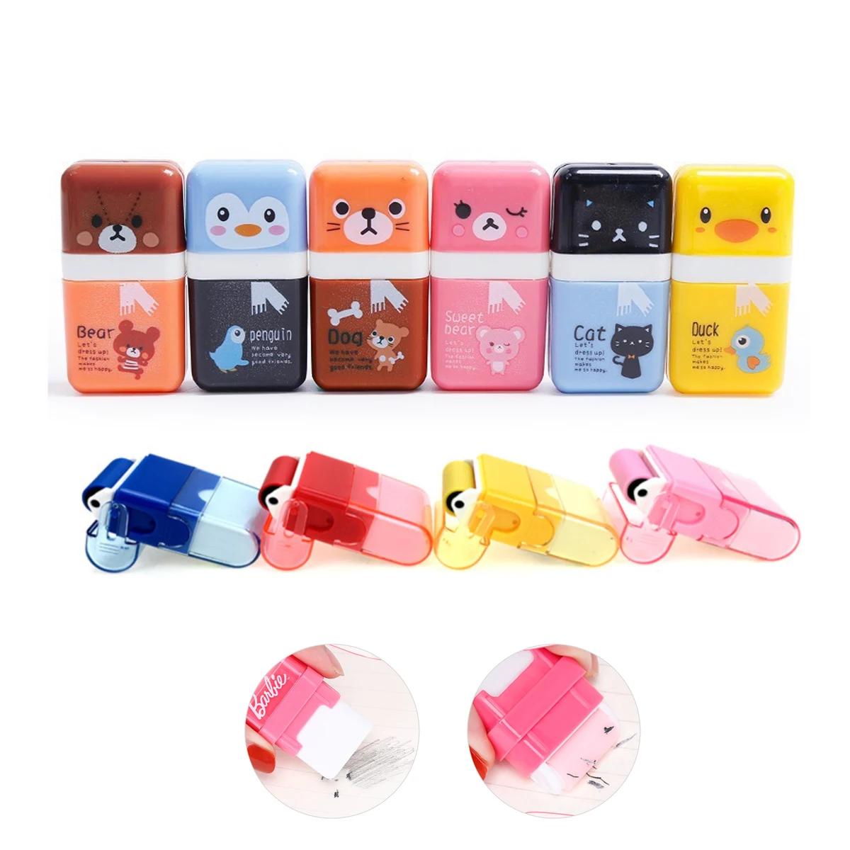 Kids Eraser with Cover and Shaving Roller (direct import) 1
