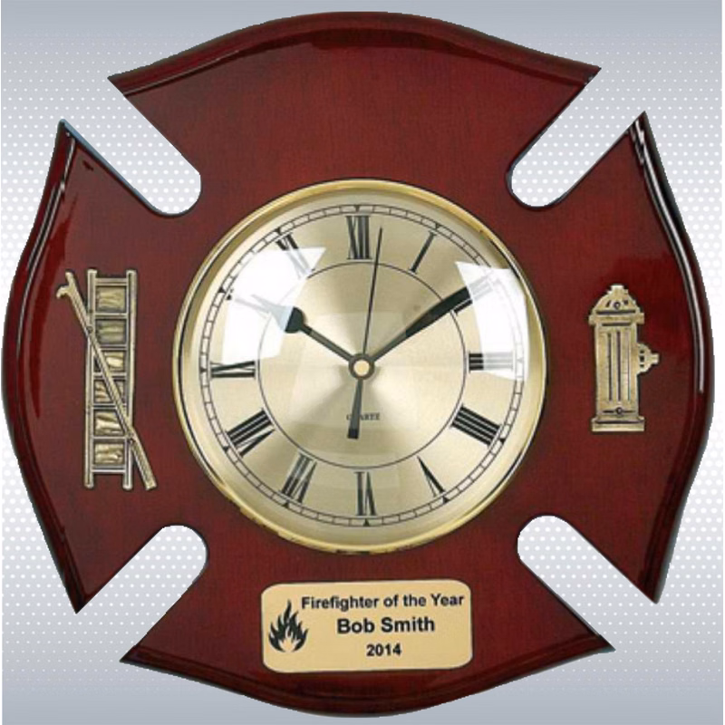 Piano Finish Fire Specialty Shield Award/Clock