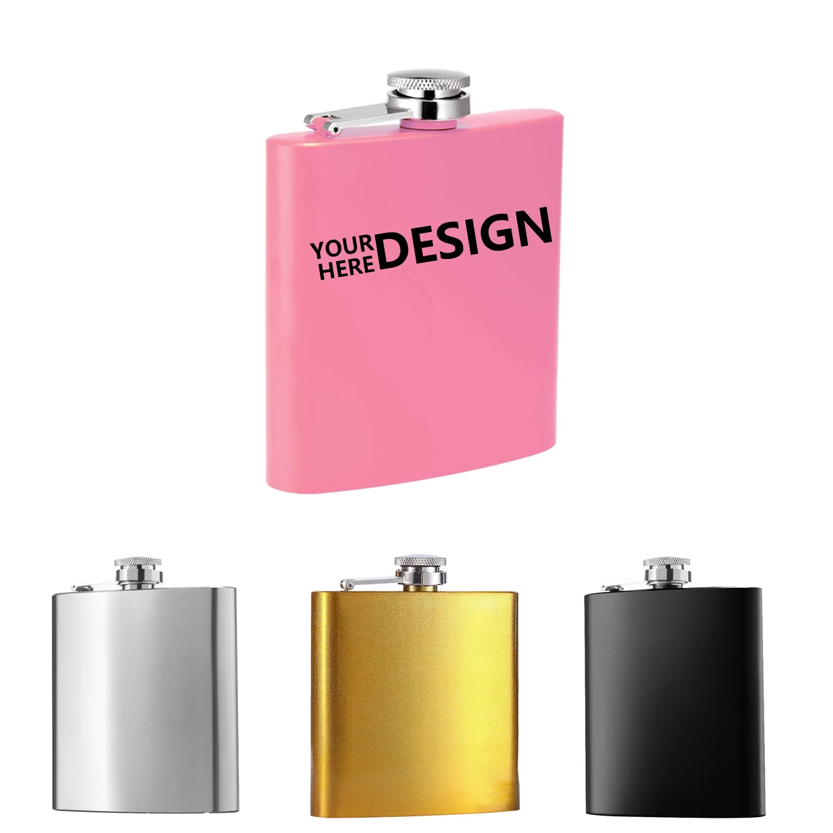 Compact Stainless Steel Pocket Flask for Travel, custom water bottle with logo imprint 1