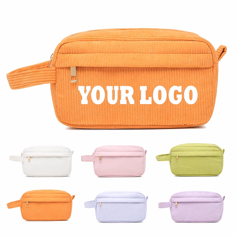 Corduroy Wristlet Cosmetic Bag