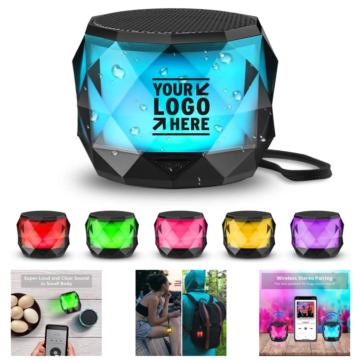 7 Color LED Auto-Changing Portable Night Light Wireless Magnetic Waterproof Bluetooth Speaker 1