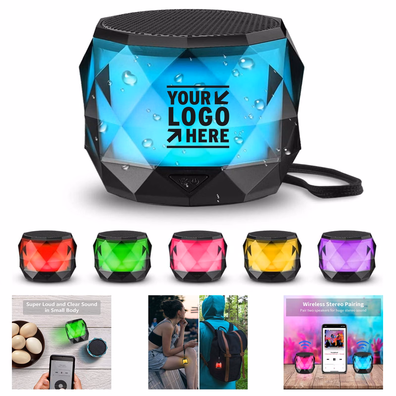 7 Color LED Auto-Changing Portable Night Light Wireless Magnetic Waterproof Bluetooth Speaker