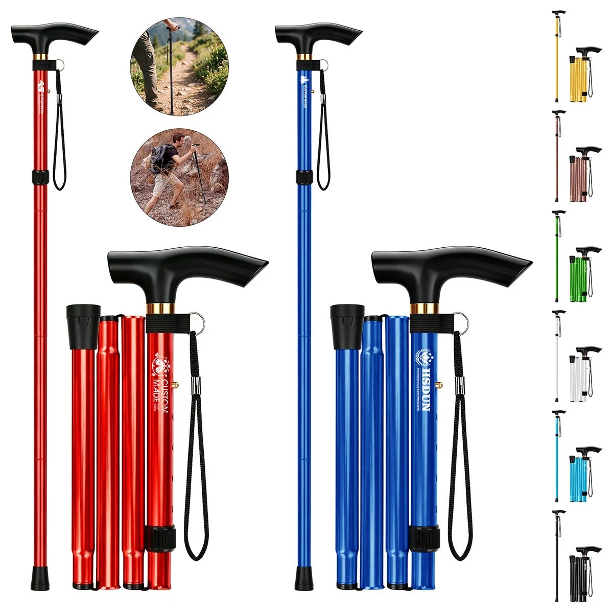 Retractable T-Handle Walking Stick 1
