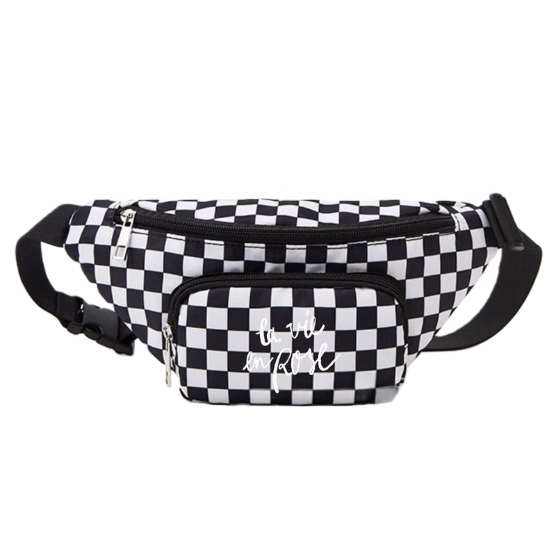 Black And White Checkered Belt Bags